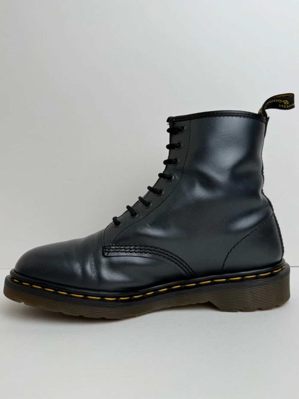 Vintage Dr. Martens England 1460 Metallic Graphite Shimmer Silver MIE Boots UK 9